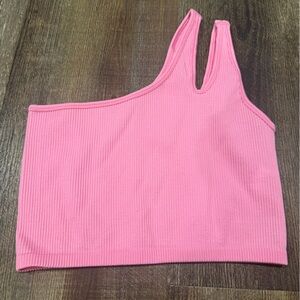 Offline by Aerie - Pink Ribbed One-Shoulder Crop Top